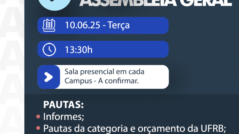 APUR realiza Assembleia Geral na próxima terça-feira (10)